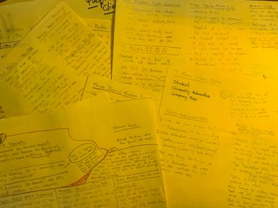 Sheets of user interview notes