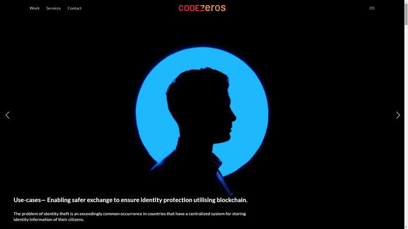 Landing page of the Codezeros website